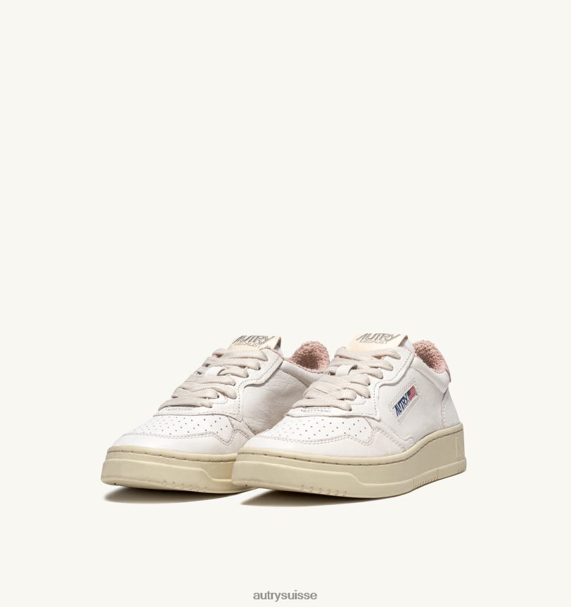 baskets basses médaillées en pelle morbida di capra e spugna bianco e powder 28NX00223 suisse femmes Autry