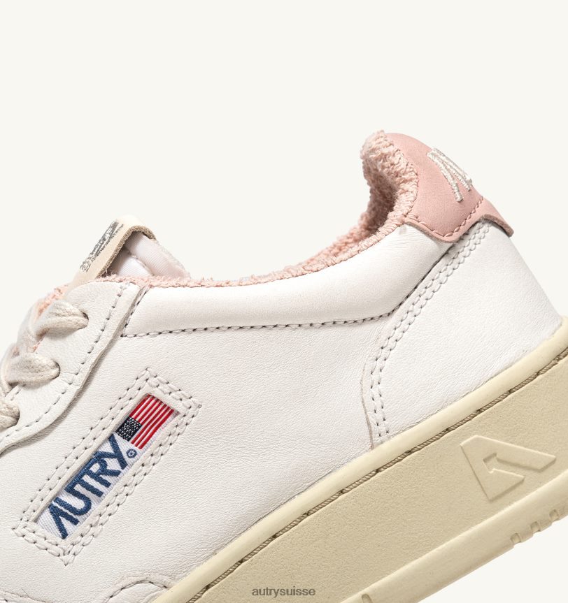 baskets basses médaillées en pelle morbida di capra e spugna bianco e powder 28NX00223 suisse femmes Autry