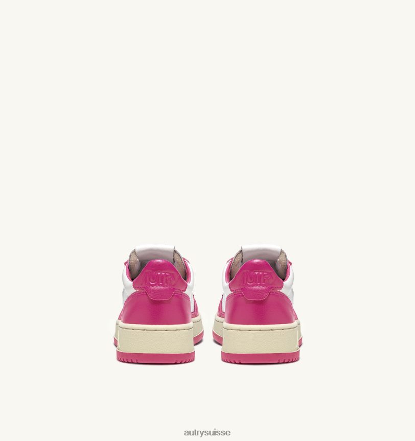 baskets basses medalist bicolores en cuir blanc et fuxia 28NX00177 suisse femmes Autry