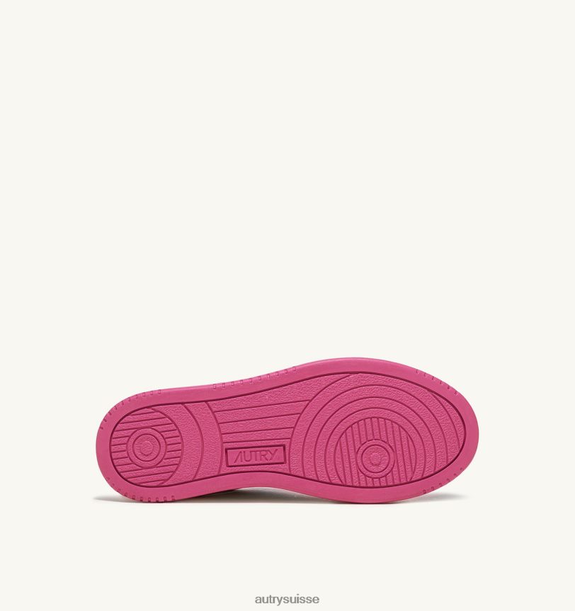 baskets basses medalist bicolores en cuir blanc et fuxia 28NX00177 suisse femmes Autry