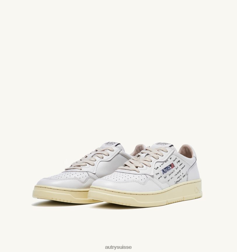 baskets basses medalist en cuir blanc avec lettrage noir 28NX00167 suisse femmes Autry