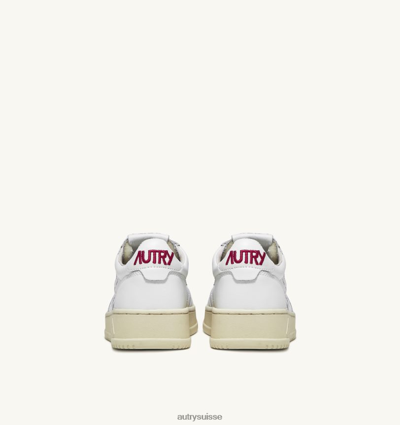 baskets basses medalist en cuir blanc avec lettrage rouge 28NX00168 suisse femmes Autry