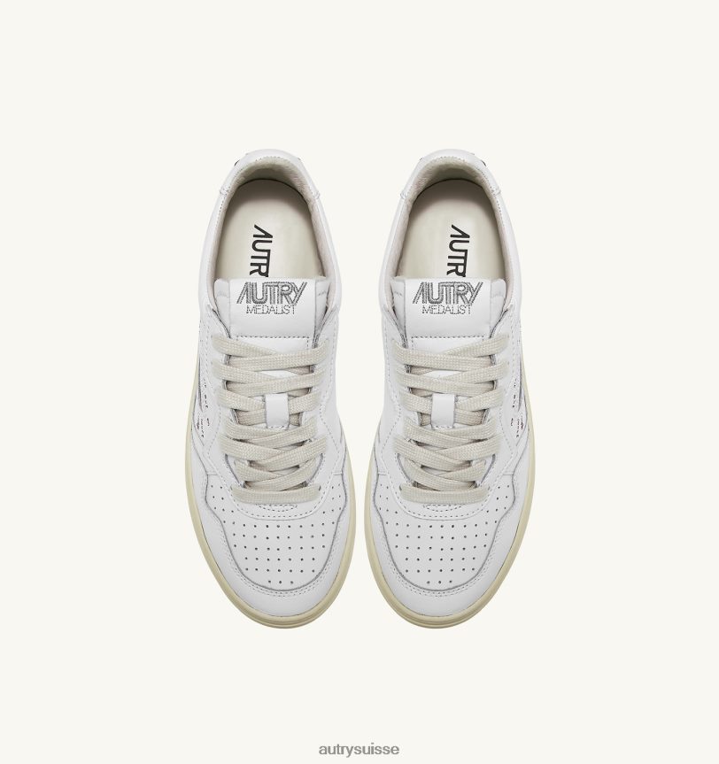 baskets basses medalist en cuir blanc avec lettrage rouge 28NX00168 suisse femmes Autry