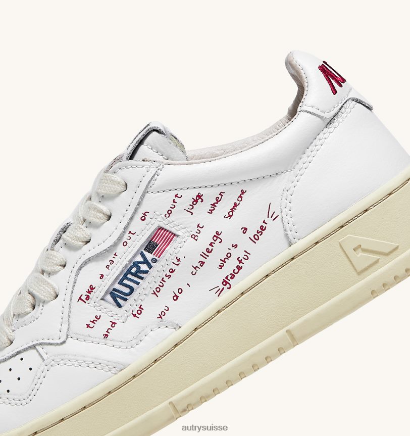 baskets basses medalist en cuir blanc avec lettrage rouge 28NX00168 suisse femmes Autry