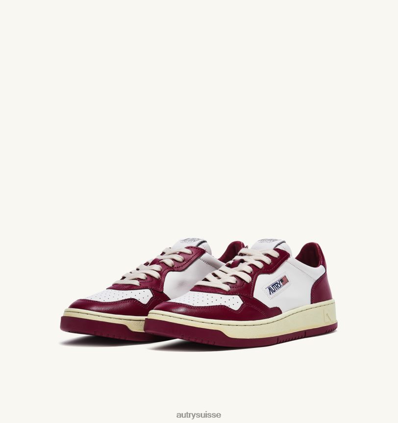 baskets basses medalist en cuir blanc et bordeaux 28NX00178 suisse femmes Autry