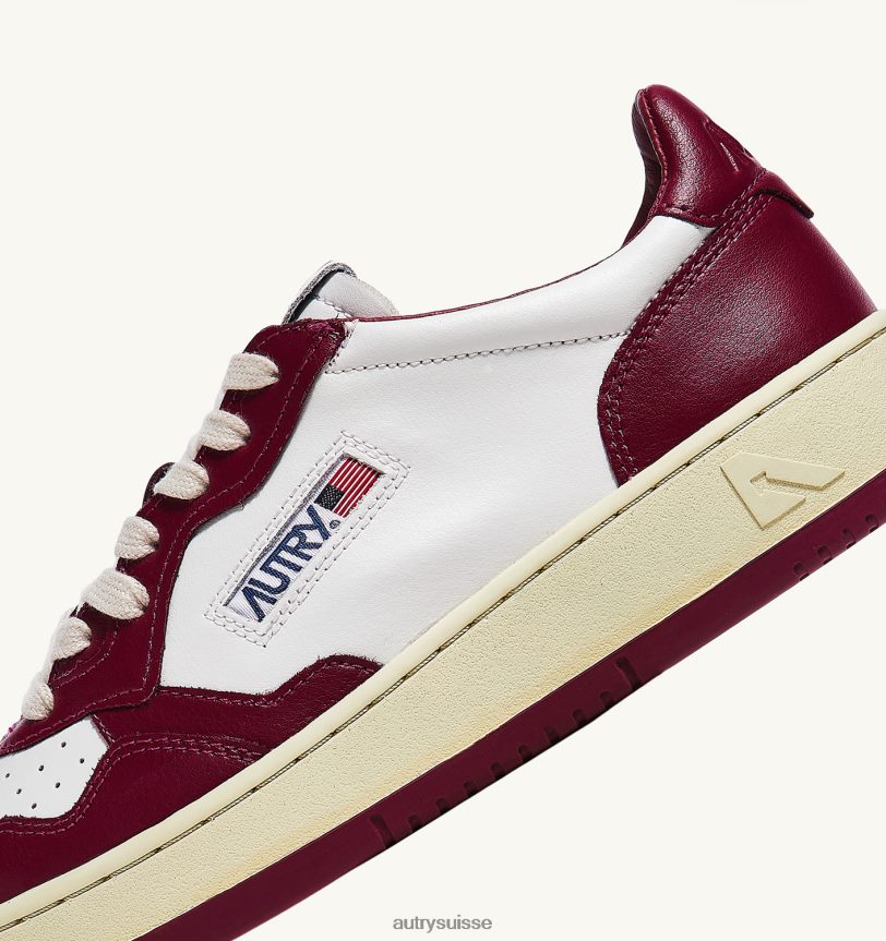 baskets basses medalist en cuir blanc et bordeaux 28NX00178 suisse femmes Autry