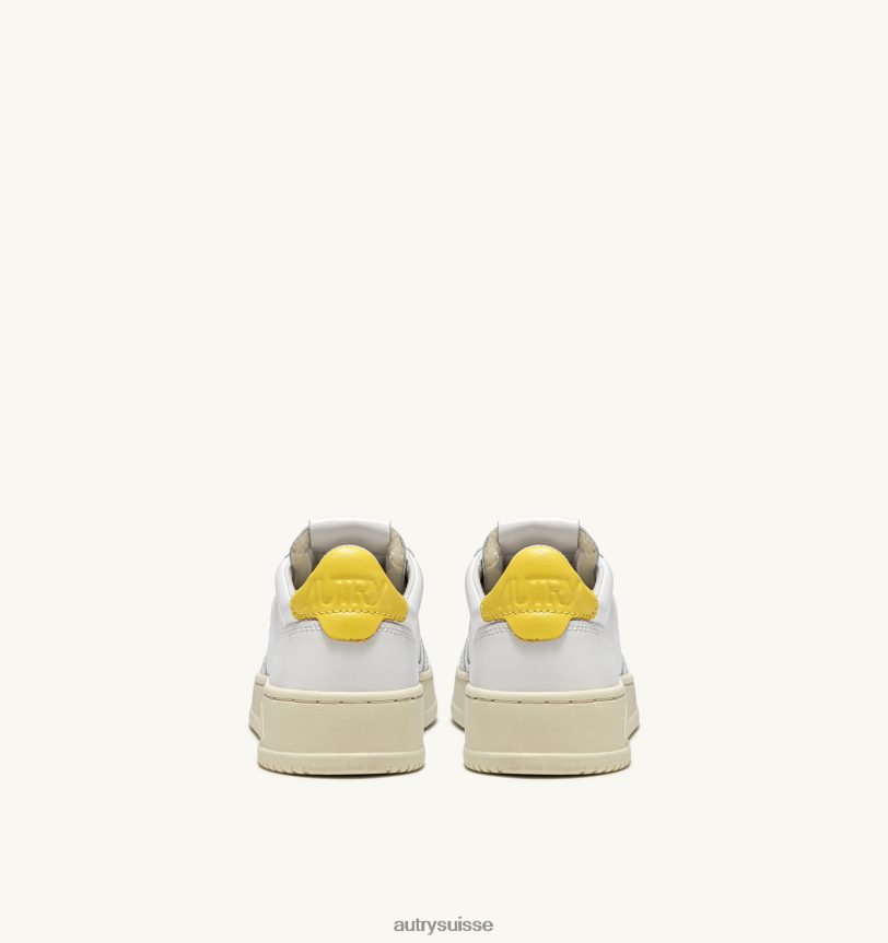 baskets basses medalist en cuir blanc et jaune 28NX00164 suisse femmes Autry