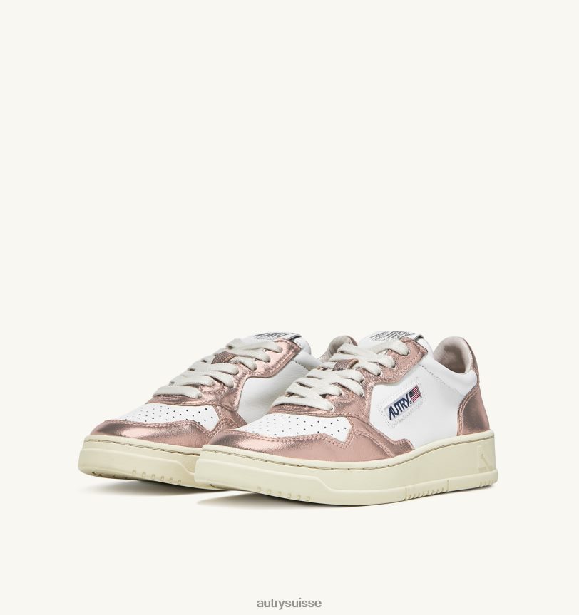 baskets basses medalist en cuir blanc et marron cuivré 28NX00175 suisse femmes Autry