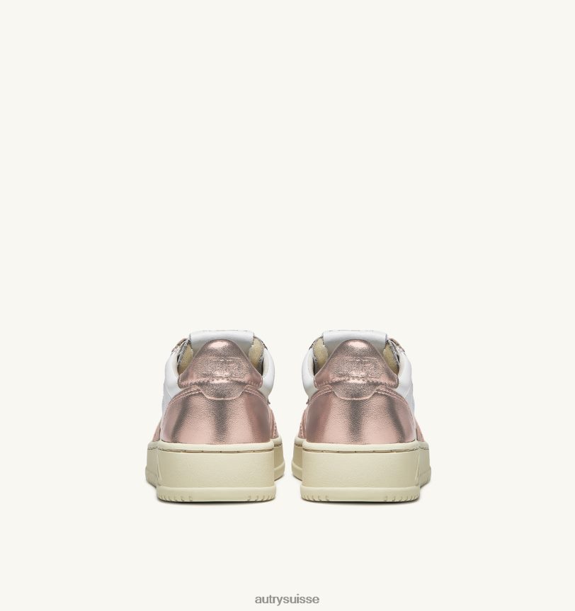 baskets basses medalist en cuir blanc et marron cuivré 28NX00175 suisse femmes Autry