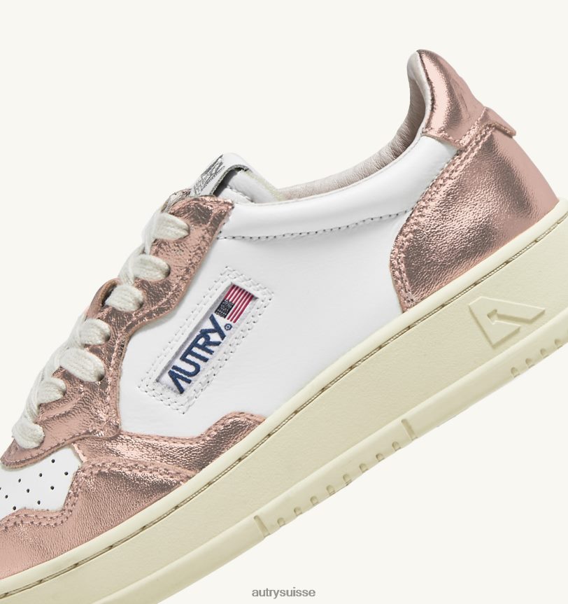 baskets basses medalist en cuir blanc et marron cuivré 28NX00175 suisse femmes Autry