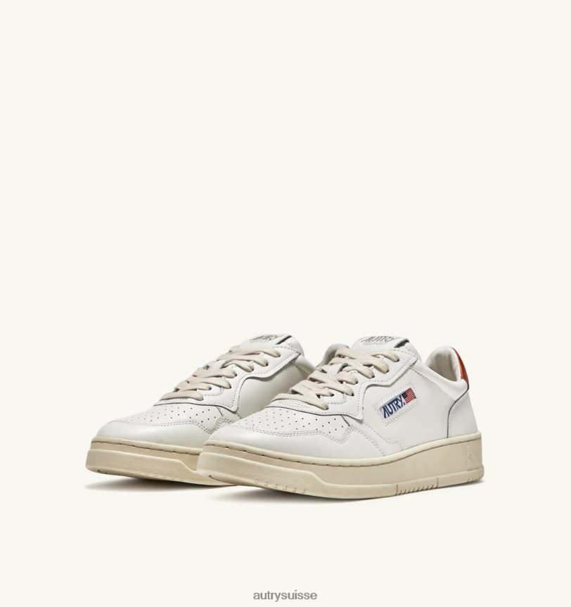 baskets basses medalist en cuir blanc et rouille 28NX00216 suisse femmes Autry