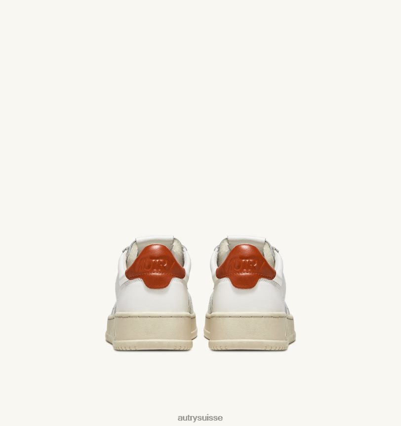 baskets basses medalist en cuir blanc et rouille 28NX00216 suisse femmes Autry