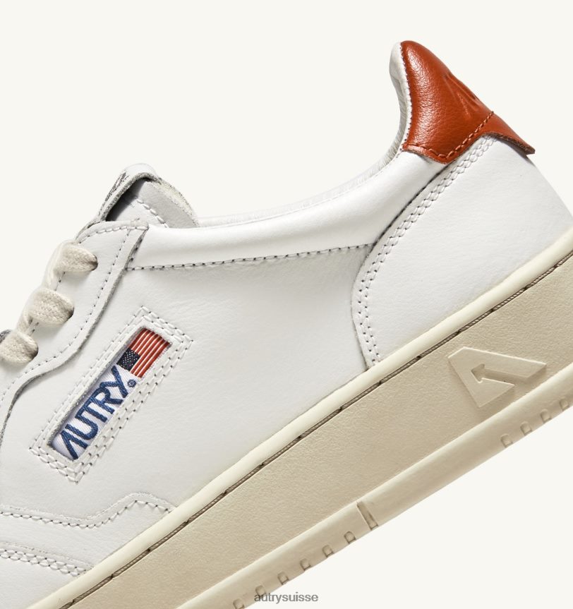 baskets basses medalist en cuir blanc et rouille 28NX00216 suisse femmes Autry