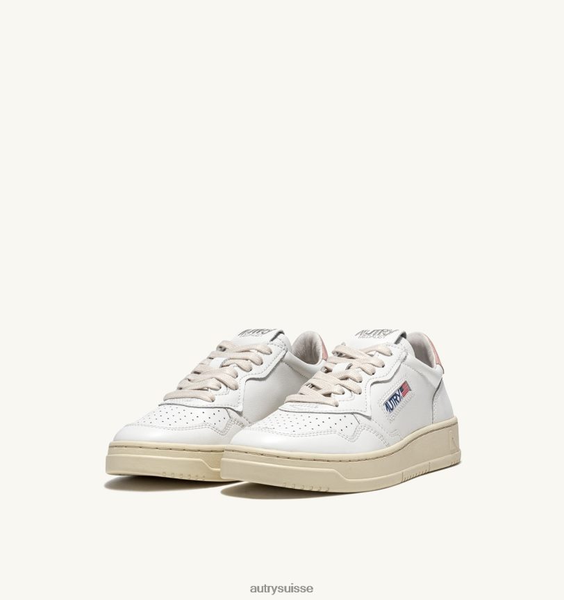 baskets basses medalist en cuir blanc rose 28NX00159 suisse femmes Autry