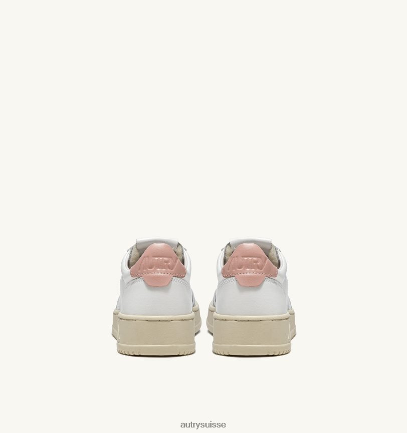 baskets basses medalist en cuir blanc rose 28NX00159 suisse femmes Autry