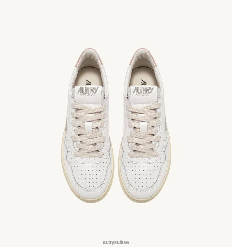baskets basses medalist en cuir blanc rose 28NX00159 suisse femmes Autry