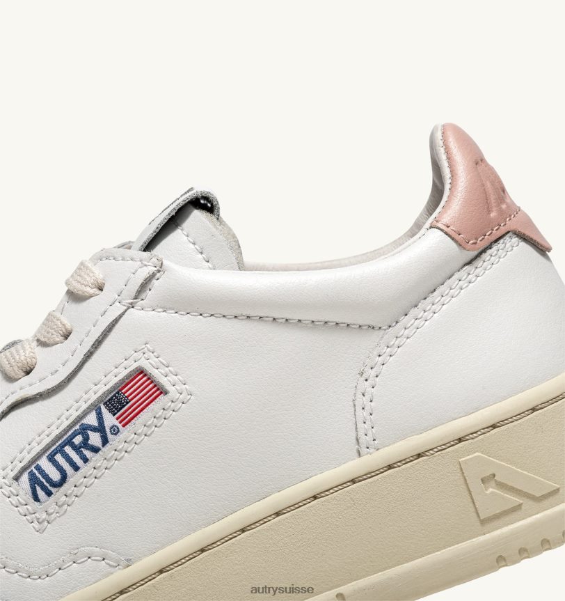 baskets basses medalist en cuir blanc rose 28NX00159 suisse femmes Autry