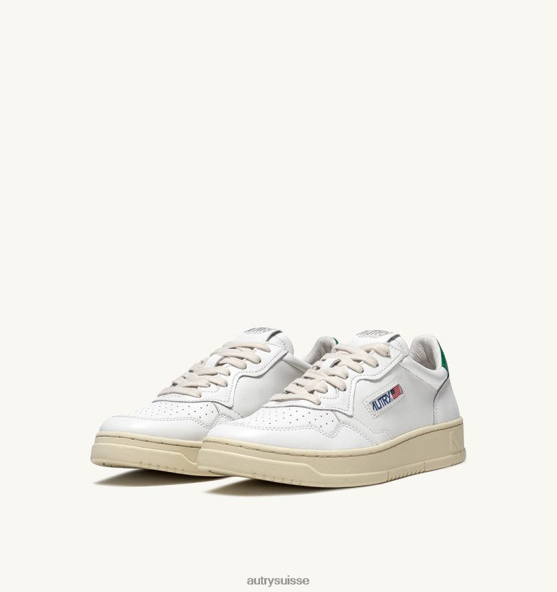 baskets basses medalist en cuir blanc vert 28NX00211 suisse femmes Autry