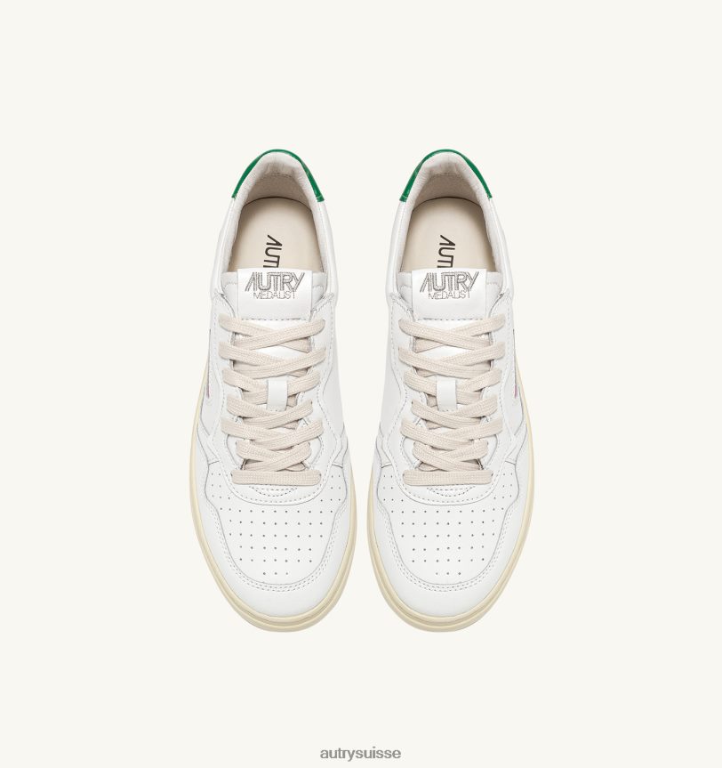 baskets basses medalist en cuir blanc vert 28NX00211 suisse femmes Autry