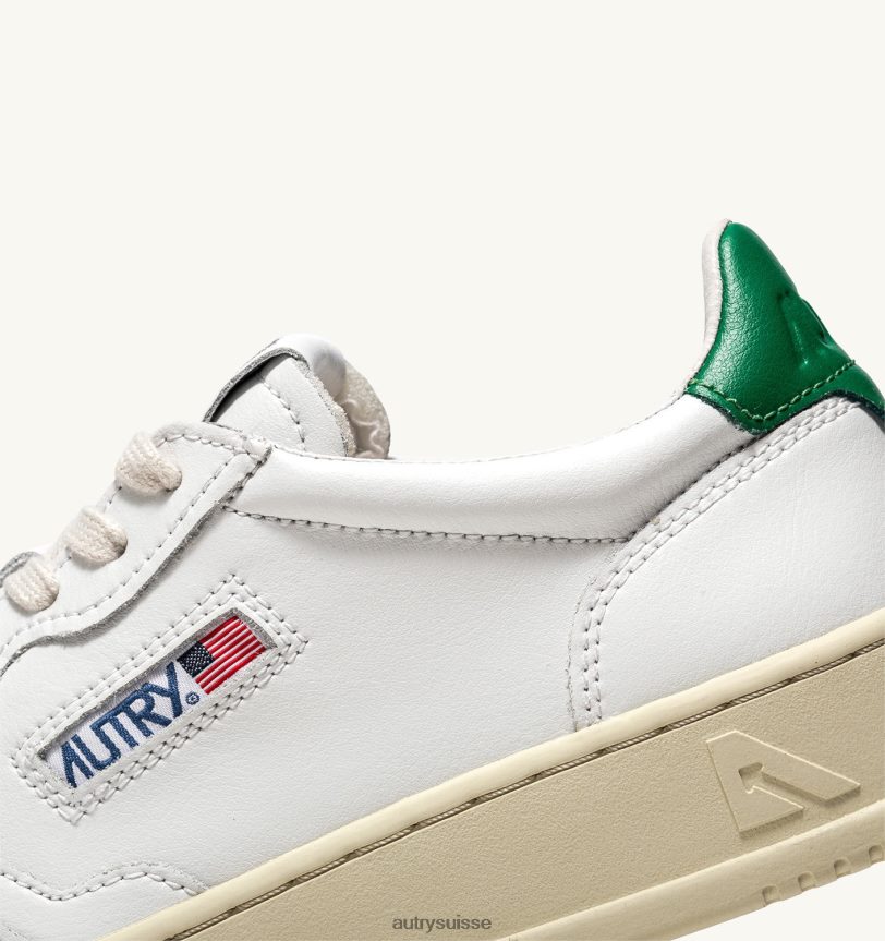 baskets basses medalist en cuir blanc vert 28NX00211 suisse femmes Autry