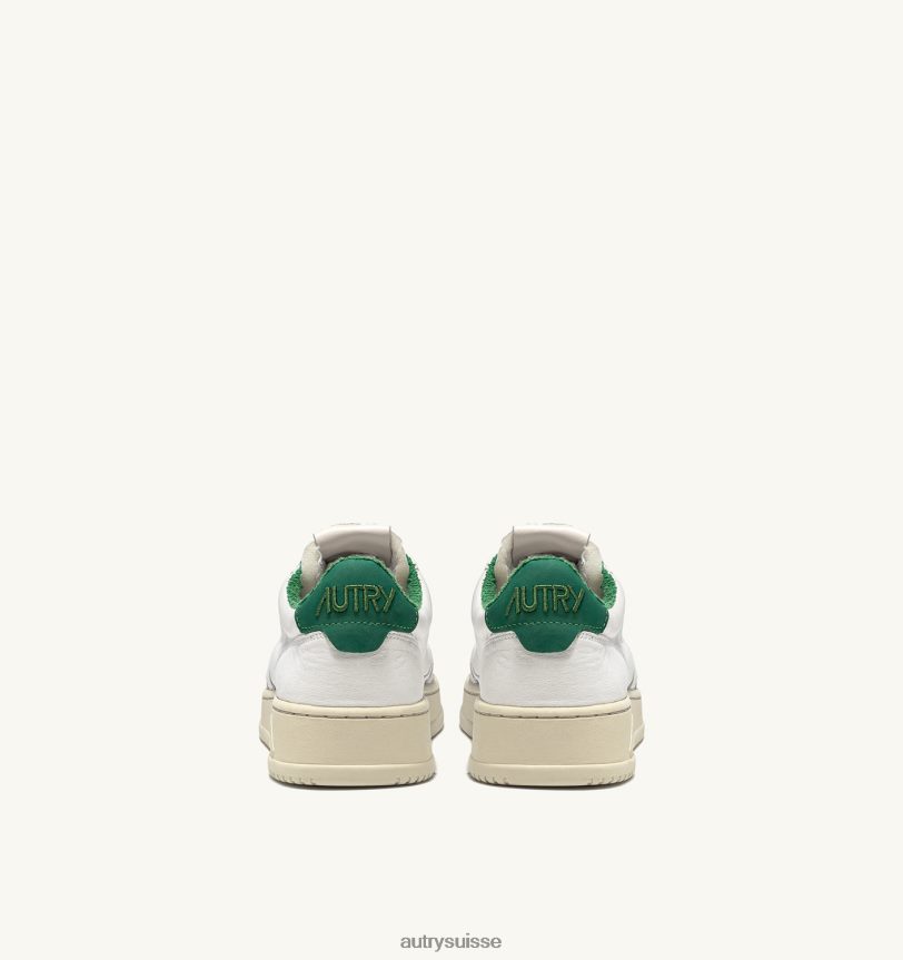 baskets basses medalist en cuir de chèvre souple et éponge blanc et vert 28NX00222 suisse femmes Autry