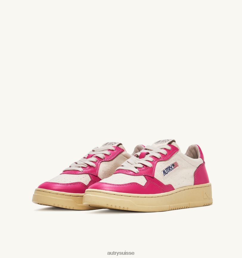 baskets basses medalist en cuir et toile blanc et ton bulle 28NX00246 suisse femmes Autry