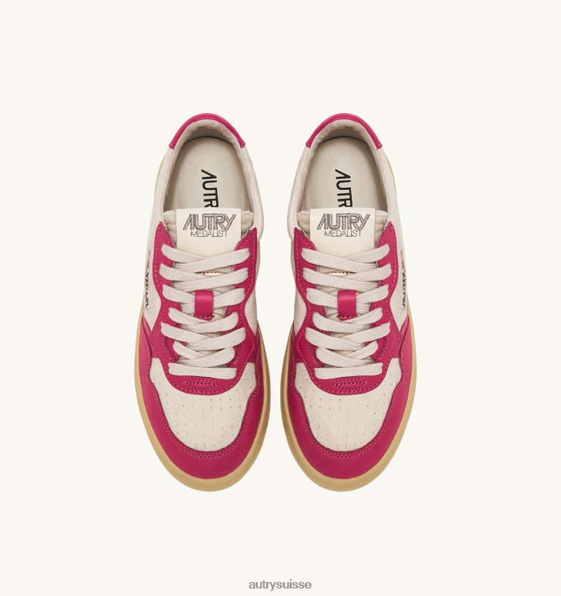 baskets basses medalist en cuir et toile blanc et ton bulle 28NX00246 suisse femmes Autry