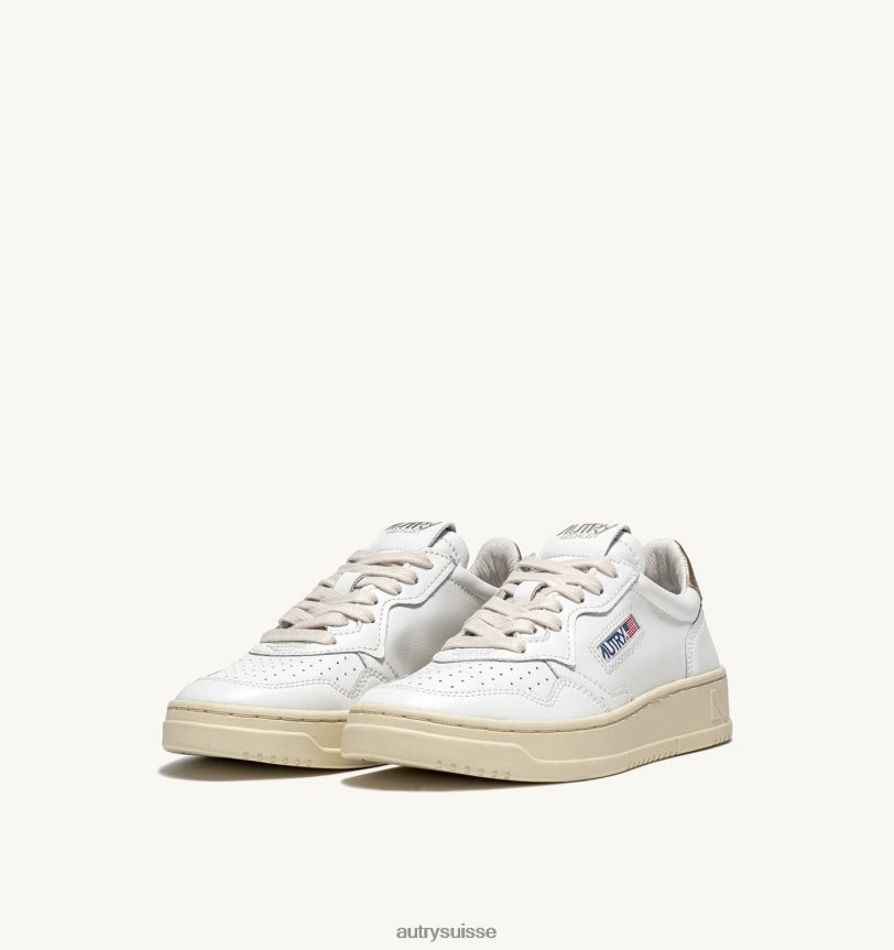 baskets basses medalist en cuir or blanc 28NX00163 suisse femmes Autry