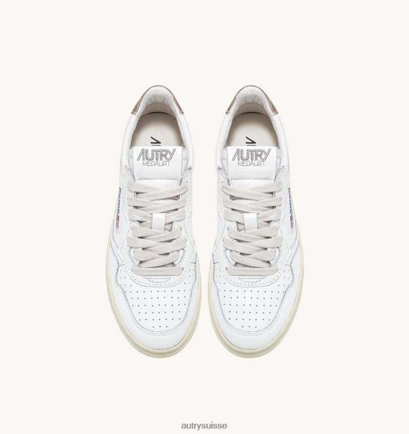 baskets basses medalist en cuir or blanc 28NX00163 suisse femmes Autry