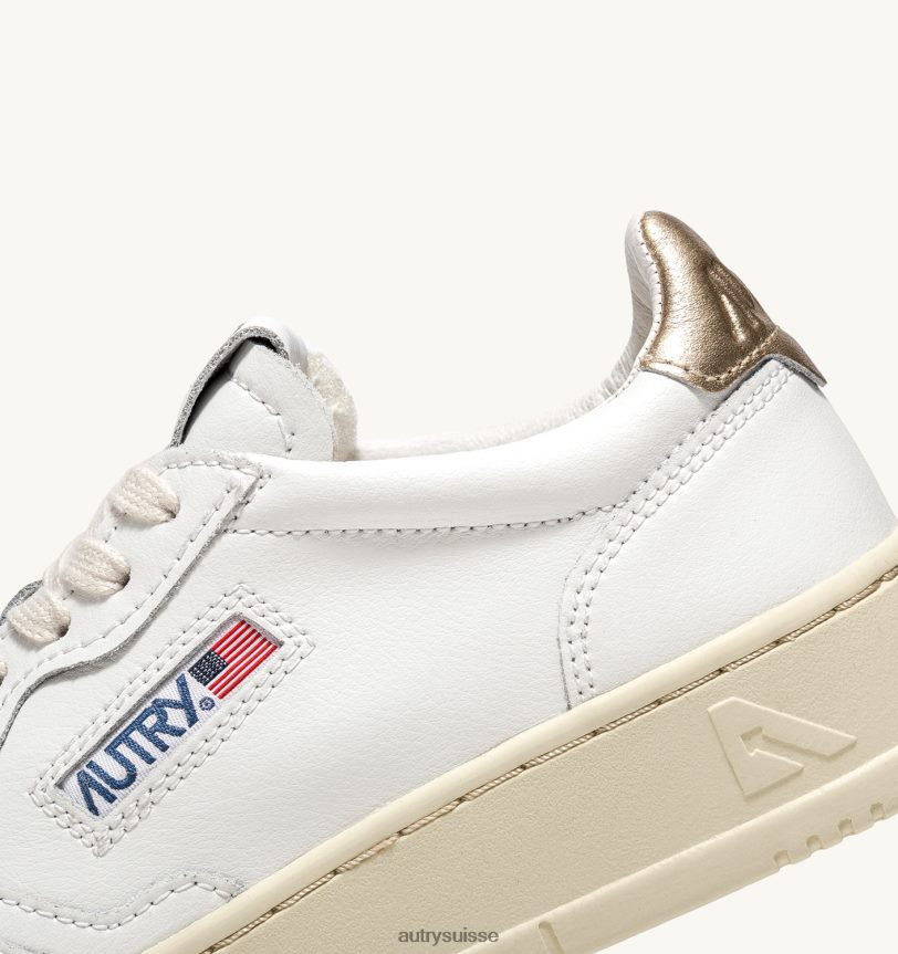baskets basses medalist en cuir or blanc 28NX00163 suisse femmes Autry