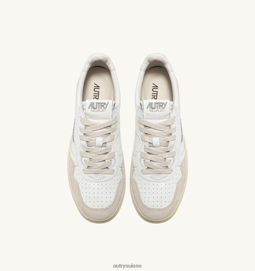 baskets basses medalist en daim et cuir blanc 28NX00170 suisse femmes Autry