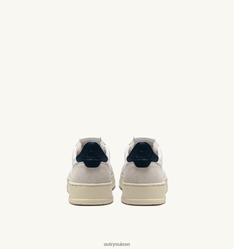 baskets basses medalist en daim et cuir blanc et bleu 28NX00174 suisse femmes Autry