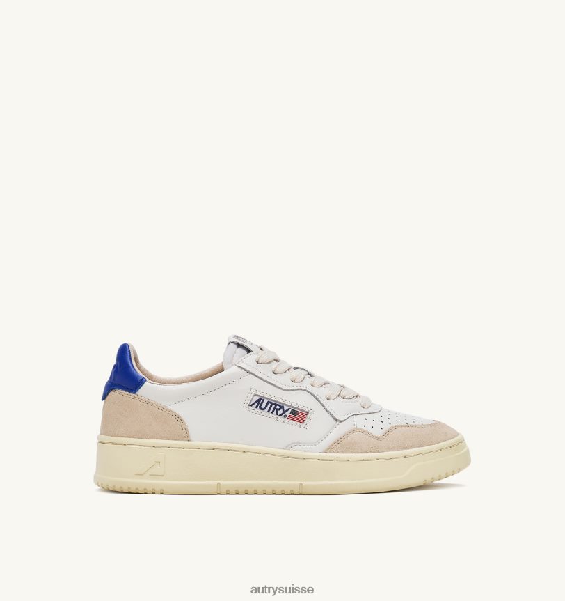 baskets basses medalist en daim et cuir blanc et bleu prince 28NX00171 suisse femmes Autry