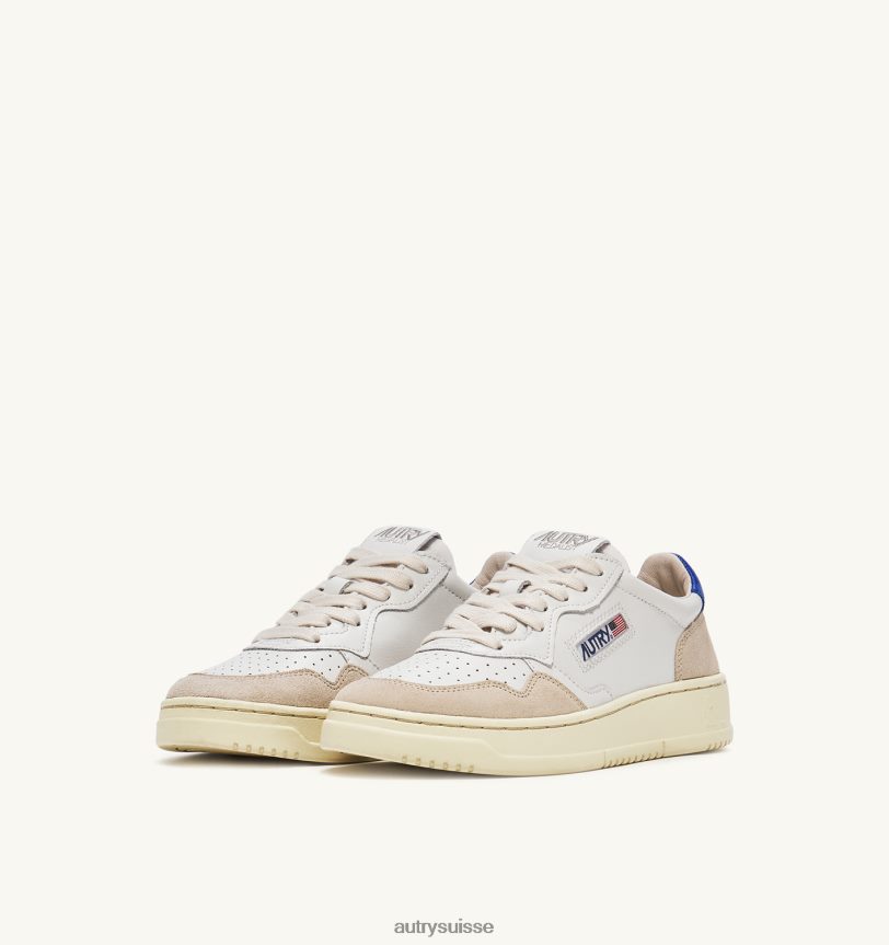baskets basses medalist en daim et cuir blanc et bleu prince 28NX00171 suisse femmes Autry