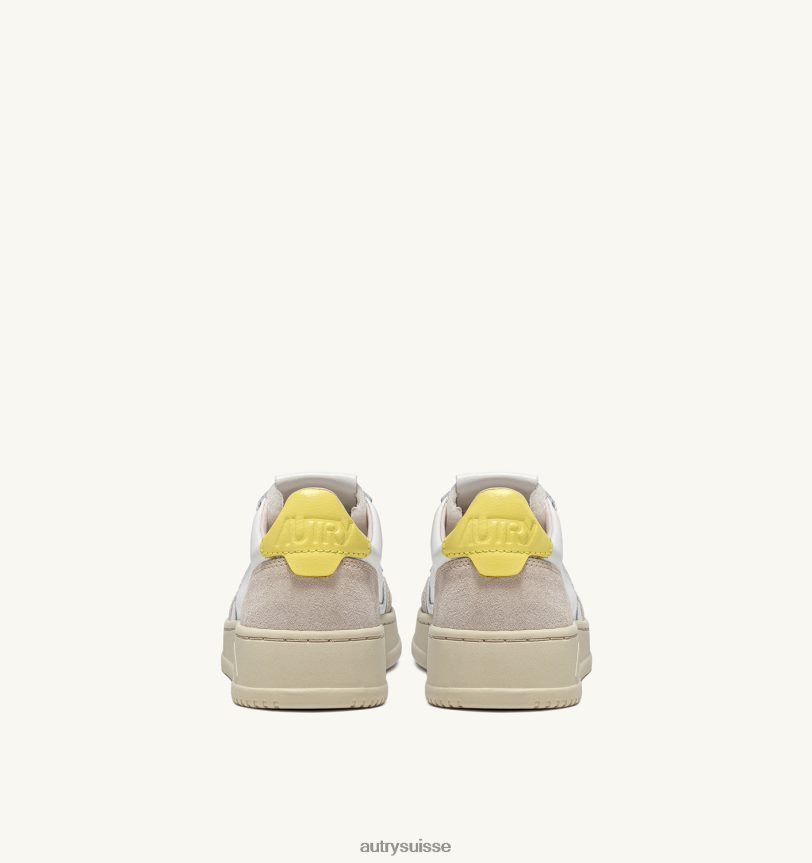baskets basses medalist en daim et cuir blanc et jaune 28NX00172 suisse femmes Autry