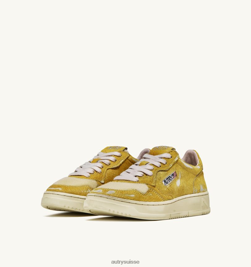 baskets basses medalist en poney jaune 28NX00221 suisse femmes Autry