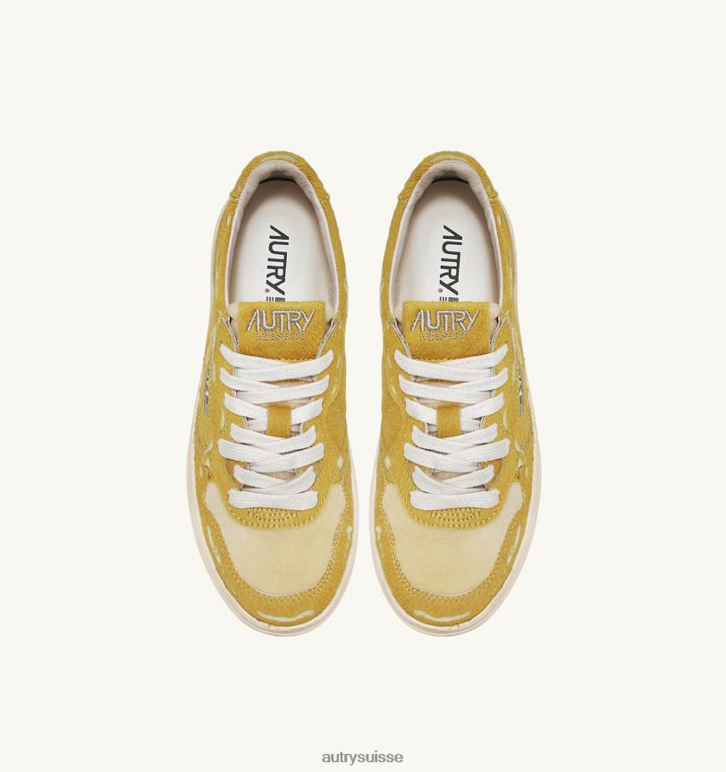 baskets basses medalist en poney jaune 28NX00221 suisse femmes Autry