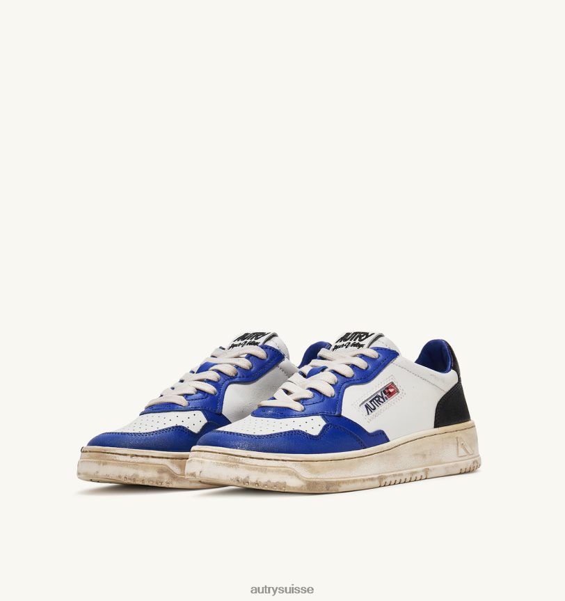 baskets basses super vintage en cuir blanc bleu et noir 28NX00200 suisse femmes Autry