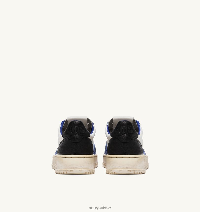 baskets basses super vintage en cuir blanc bleu et noir 28NX00200 suisse femmes Autry