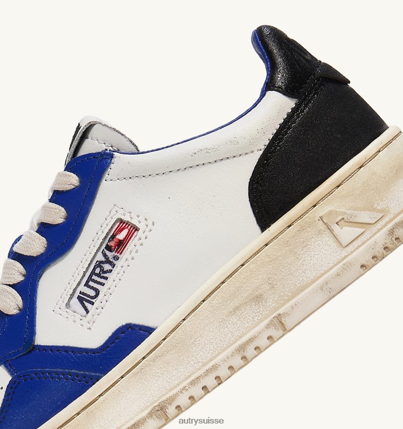 baskets basses super vintage en cuir blanc bleu et noir 28NX00200 suisse femmes Autry