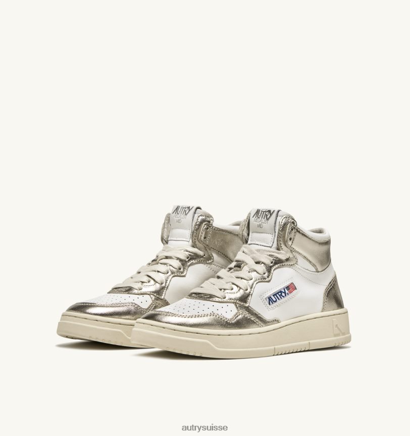 baskets bicolores medalist mid en cuir blanc et platine 28NX00237 suisse femmes Autry