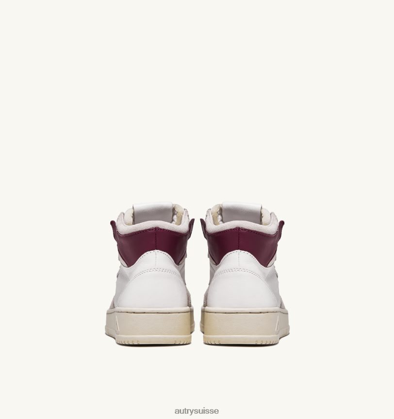 baskets medalist mid en cuir de chèvre et daim blanc et bordeaux 28NX00233 suisse femmes Autry