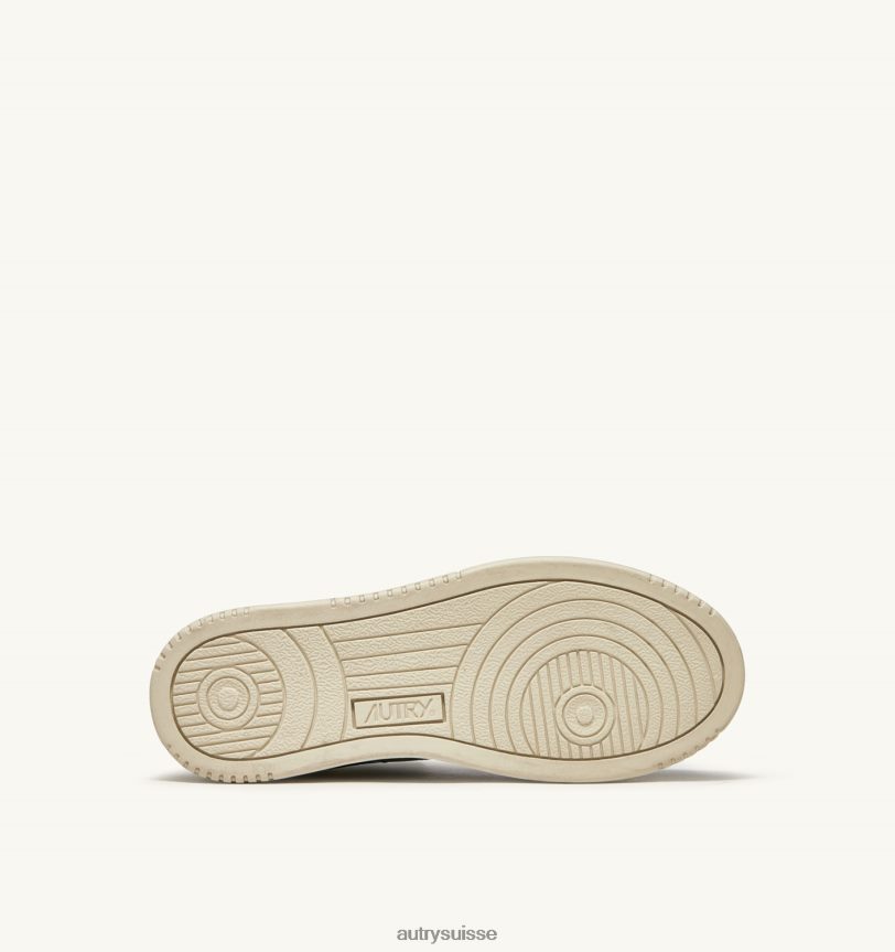 baskets medalist mid en cuir de chèvre et daim blanc et rose 28NX00231 suisse femmes Autry