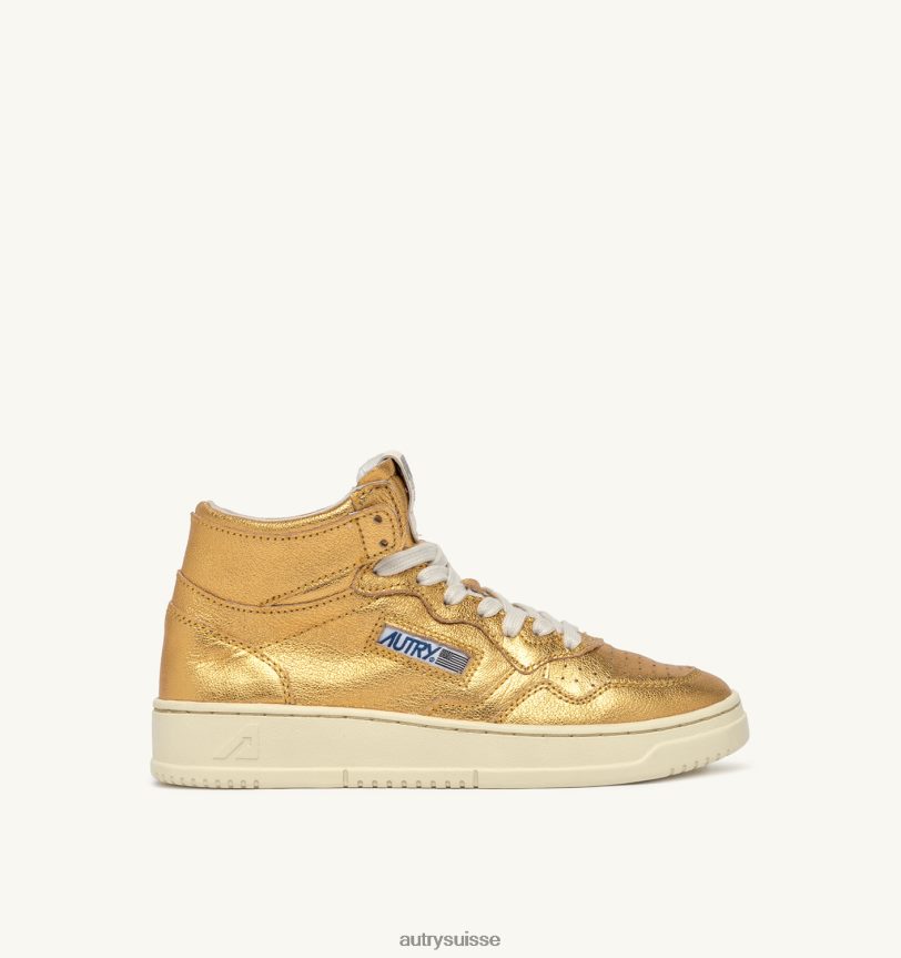 baskets medalist mid en cuir de chèvre laminé bronze 28NX00209 suisse femmes Autry