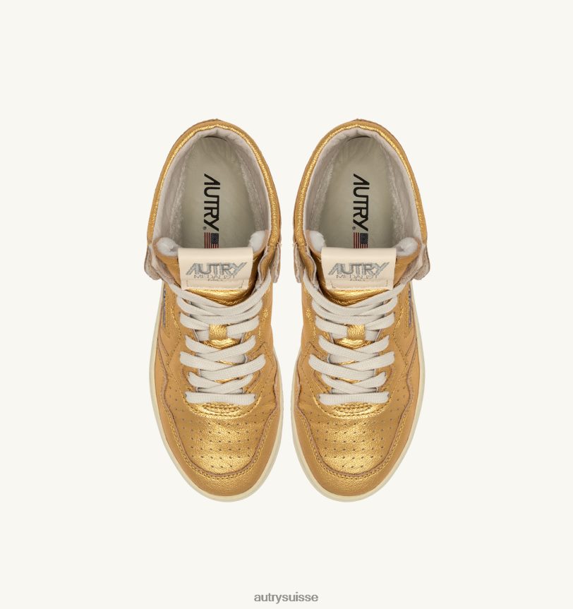 baskets medalist mid en cuir de chèvre laminé bronze 28NX00209 suisse femmes Autry