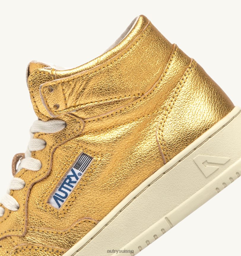 baskets medalist mid en cuir de chèvre laminé bronze 28NX00209 suisse femmes Autry