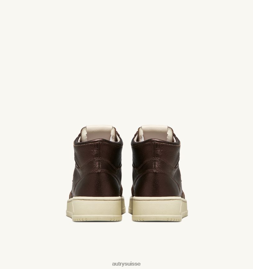 baskets medalist mid en cuir de chèvre laminé marron ébène 28NX00210 suisse femmes Autry