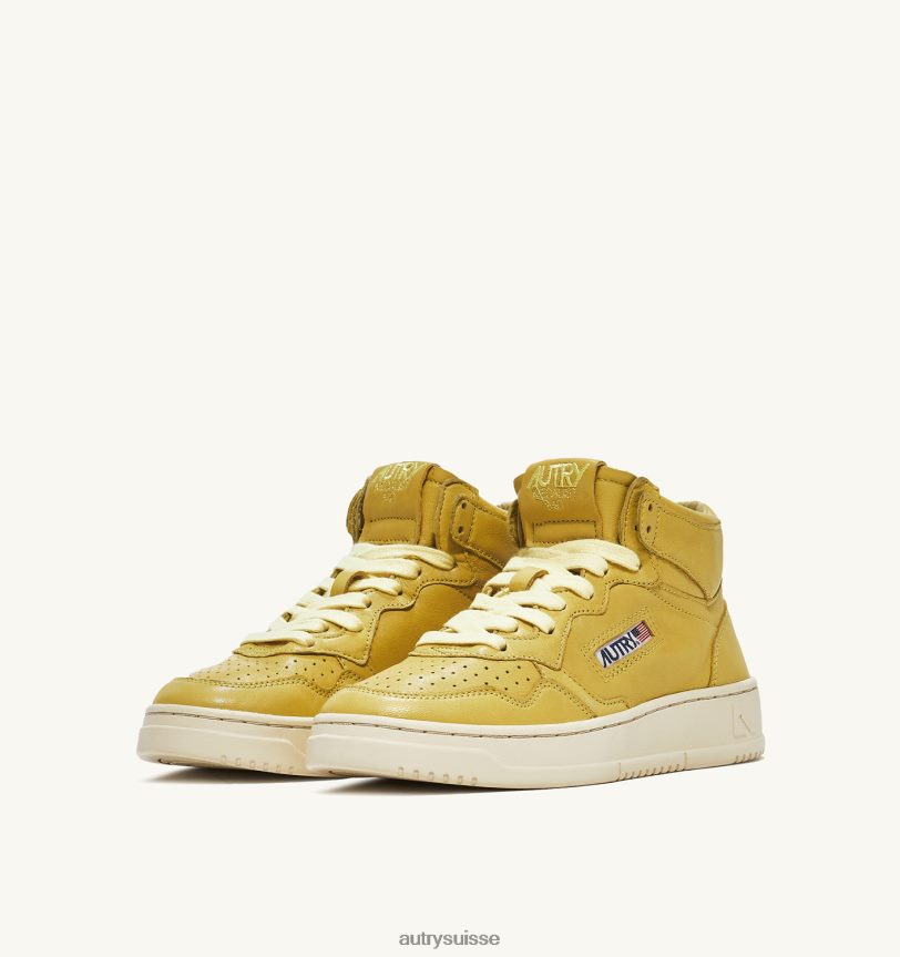 baskets medalist mid en cuir de chèvre souple iris jaune 28NX00229 suisse femmes Autry