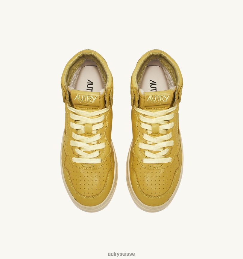 baskets medalist mid en cuir de chèvre souple iris jaune 28NX00229 suisse femmes Autry
