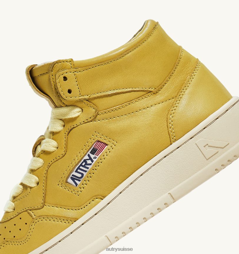 baskets medalist mid en cuir de chèvre souple iris jaune 28NX00229 suisse femmes Autry
